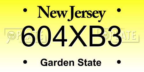 604XB3 New Jersey License Plate