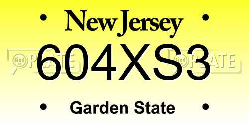 604XS3 New Jersey License Plate
