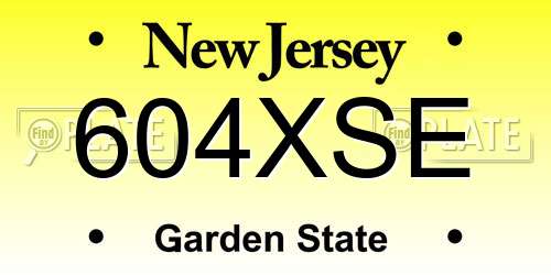 604XSE New Jersey License Plate