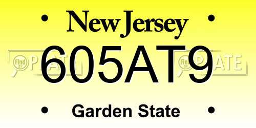 605AT9 New Jersey License Plate