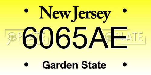 6065AE New Jersey License Plate