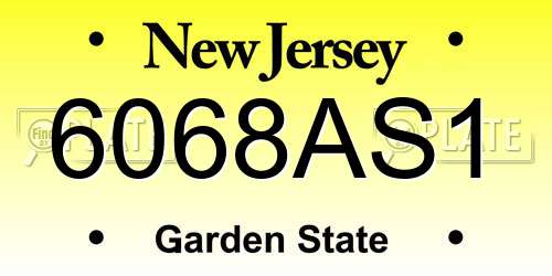 6068AS1 New Jersey License Plate