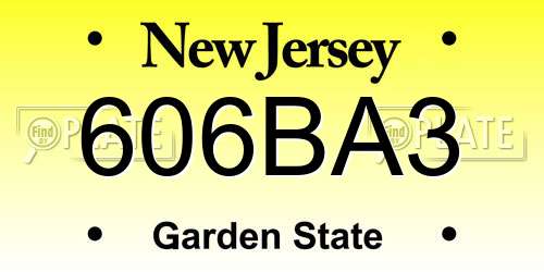 606BA3 New Jersey License Plate