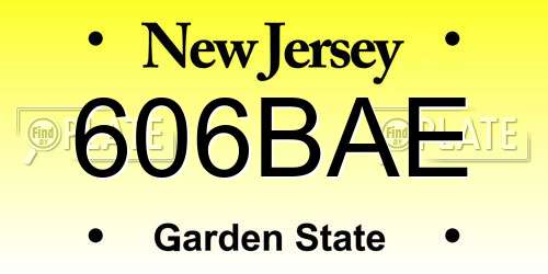 606BAE New Jersey License Plate