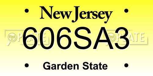 606SA3 New Jersey License Plate