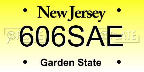 606SAE New Jersey License Plate