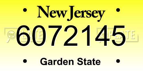 6072145 New Jersey License Plate