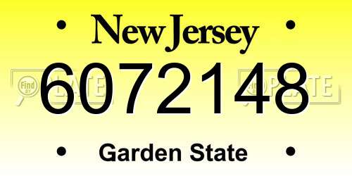6072148 New Jersey License Plate