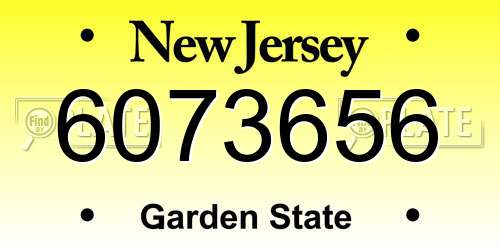6073656 New Jersey License Plate