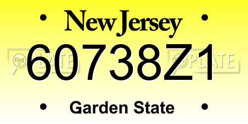 60738Z1 New Jersey License Plate