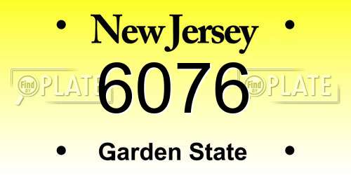 6076 New Jersey License Plate