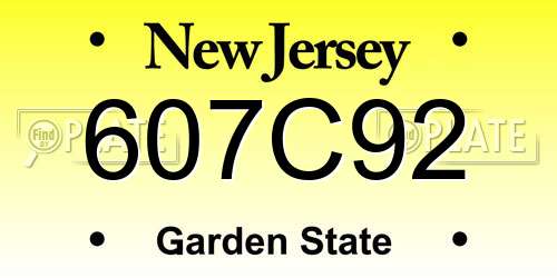 607C92 New Jersey License Plate