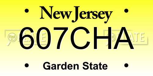 607CHA New Jersey License Plate