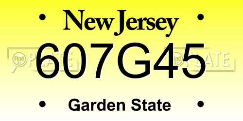 607G45 New Jersey License Plate