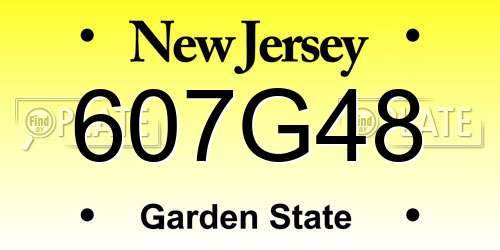 607G48 New Jersey License Plate