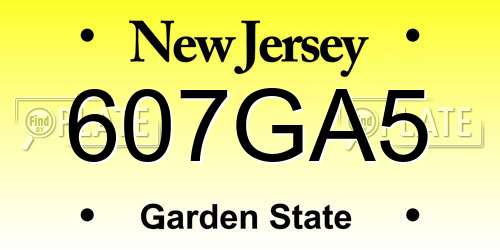 607GA5 New Jersey License Plate