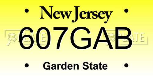 607GAB New Jersey License Plate