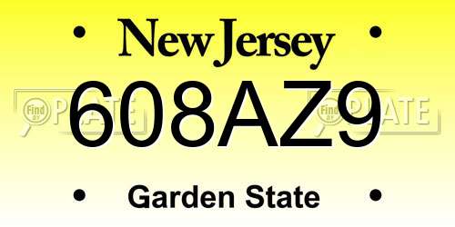 608AZ9 New Jersey License Plate
