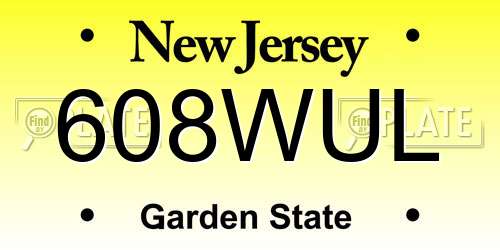 608WUL New Jersey License Plate