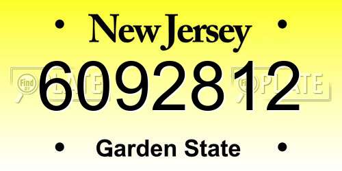 6092812 New Jersey License Plate