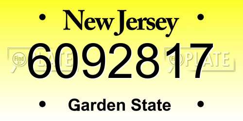 6092817 New Jersey License Plate