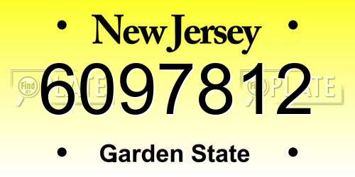 6097812 New Jersey License Plate