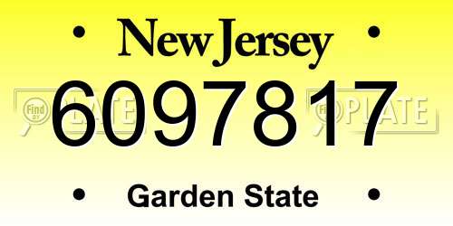 6097817 New Jersey License Plate