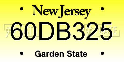 60DB325 New Jersey License Plate