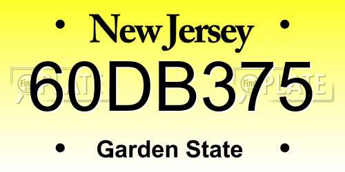 60DB375 New Jersey License Plate