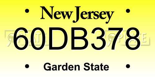 60DB378 New Jersey License Plate