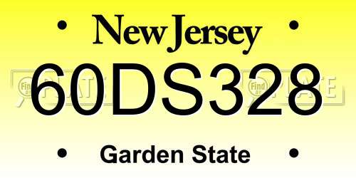 60DS328 New Jersey License Plate