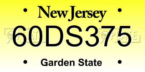 60DS375 New Jersey License Plate