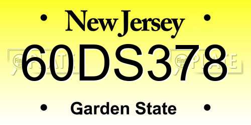 60DS378 New Jersey License Plate