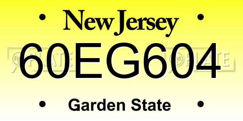 60EG604 New Jersey License Plate