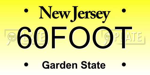 60FOOT New Jersey License Plate