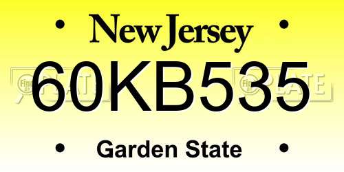 60KB535 New Jersey License Plate