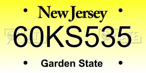 60KS535 New Jersey License Plate