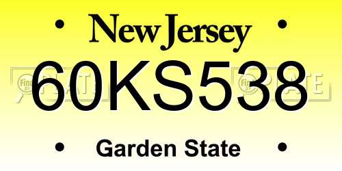 60KS538 New Jersey License Plate