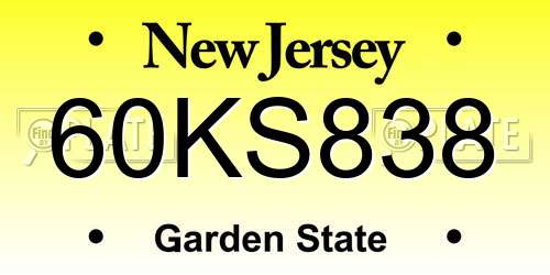 60KS838 New Jersey License Plate