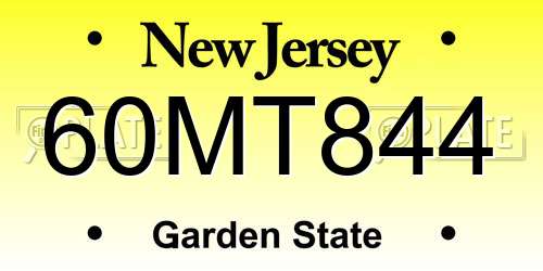 60MT844 New Jersey License Plate