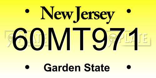 60MT971 New Jersey License Plate