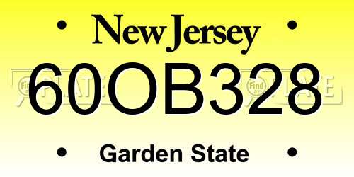 60OB328 New Jersey License Plate
