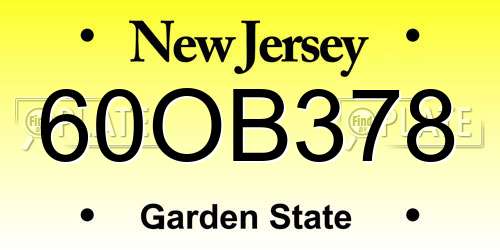 60OB378 New Jersey License Plate