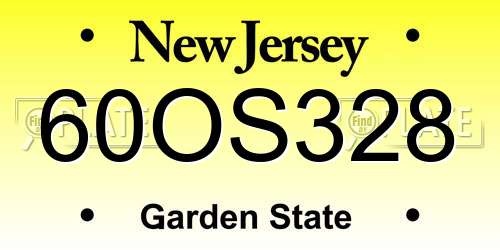 60OS328 New Jersey License Plate