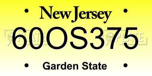 60OS375 New Jersey License Plate