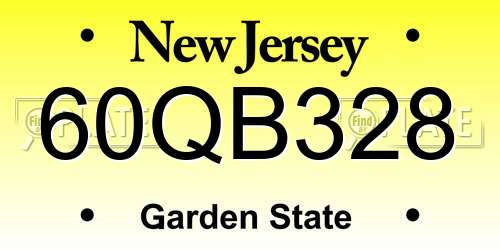 60QB328 New Jersey License Plate