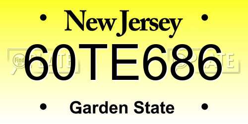 60TE686 New Jersey License Plate