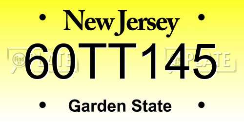 60TT145 New Jersey License Plate
