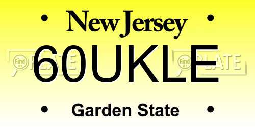 60UKLE New Jersey License Plate