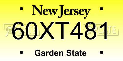 60XT481 New Jersey License Plate